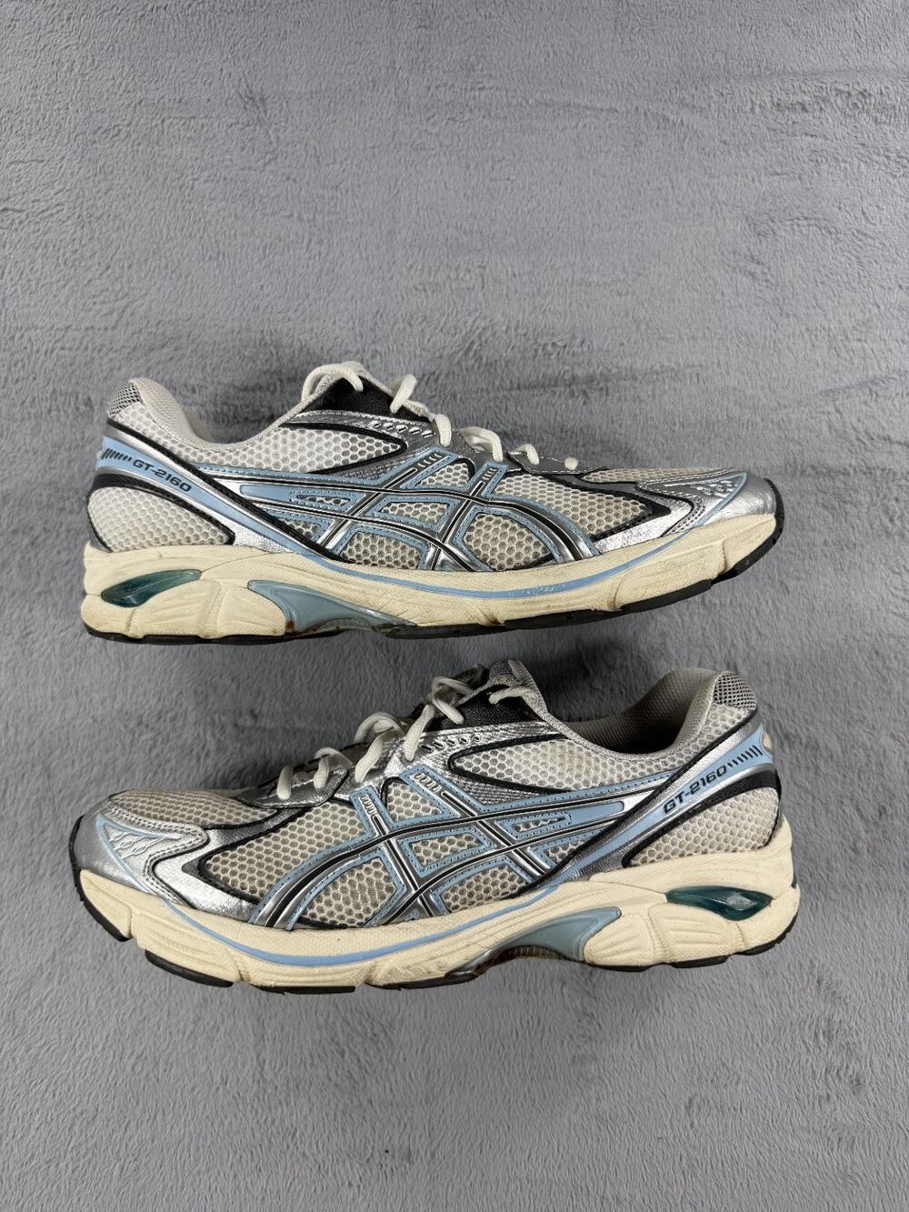 ASICS GT-2160 Mens 11.5 Running Shoes White Silver Blue Mesh Sneakers Casual
